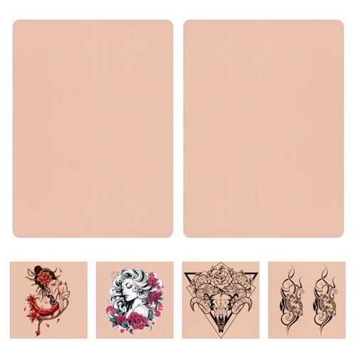 Kzouenzu Piel Sintetica Tatuaje 3 mm[2 Piezas], 14,8 cm * 19,6 cm Para Principiantes En Tatuajes, Práctica de Tatuaje de Piel Sintética Doble Cara