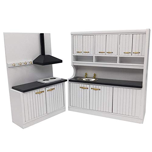 Sxfse Dollhouse Decoration Accessories, 1:12 Dollhouse Miniature Furniture Wooden Kitchen Cabinet Set #TOP4
