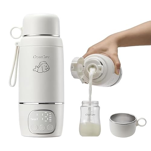 CrystCare Portable Bottle Warmer, Milk Warmer for Baby with Fast Heating,16000mAh Long Battery Life for Baby on The Go,17 Oz for Travel,Car and Airplane