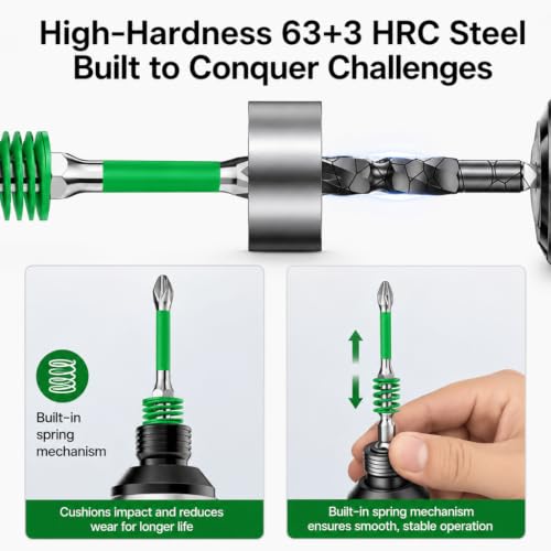 Image of Serplex 4PCS Phillips Screwdriver Bits Spring Loaded Magnetic Drill Bits with 1 /4 Inch Hex Shank, PH2 S2 Steel Phillips Impact Bits for Electric Screwdrivers and Electronic Repair Hand Tool