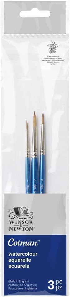 Winsor & Newton Cotman Watercolour Brush Pack, Short Handle, 3 pack, #1