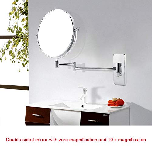 lyrlody Wall Mounted Mirror, 7.87inch 10x Magnification Foldable Bathroom Shaving Mirror 360 Degree Rotatable Double Side Round Vanity Swivel Mirror Cosmetic Makeup Mirror for Home Bathroom Sliver