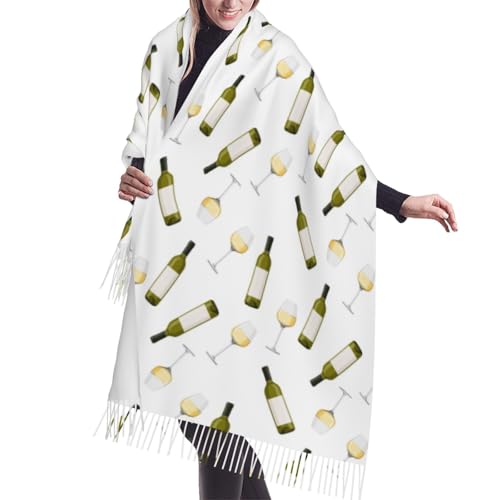 Scarf For Women Champagne Bottle And Glasses Pashmina Shawl Wraps For Women Travel Scarves Evening Dresses With Tassels