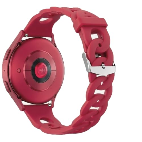 スポーツ スマートウォッチバンド, シリコン製 クイックリリース, サークルチェーンデザイン, 通気性, 20/22mm, Samsung/Huawei対応 (レッド, 22mm)