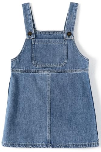 KIDSCOOL SPACE Baby Little Girl Denim Overalls,Simple Design Summer Jumpsuit Dress