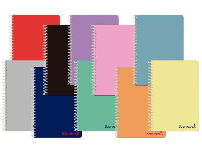 Cuaderno espiral liderpapel a4 wonder tapa plastico 80h 90gr pauta estrecha 2,5mm con margen colores surtidos