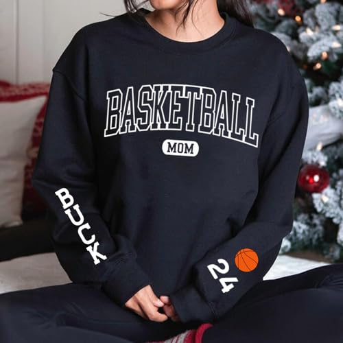 Pesonalized Basketball Team Sweatshirt, Basketball Sweatshirt,Custom Name and Number on Sleeve,Sweatshirt Women4