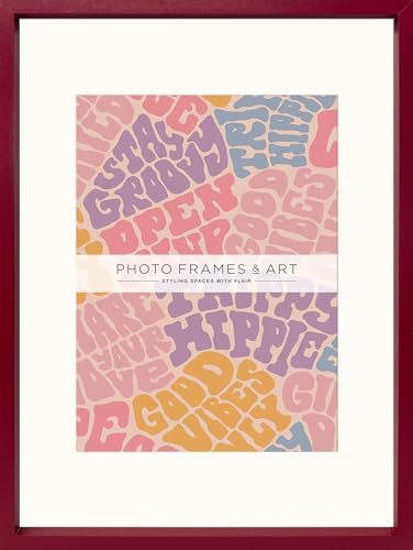 Image of pf+a REAL GLASS Picture Frame For A4 Photo With Mount - A3 For A4 Raspberry Red Poster Frame / A3 For A4 Frame With Mount - Removable Mount