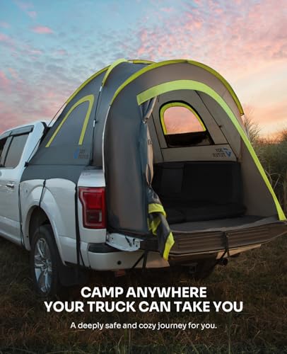 Image of JOYTUTUS Pickup Truck Tent 6.0ft, Waterproof PU2000mm Double Layer for 2 Person, Portable Truck Bed Tent with Rainfly - Green, Aluminum Pole