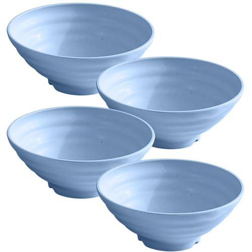Image of Wheat Straw Salad Bowls Set (900ml) - Large Microwave Safe, Unbreakable & Stackable Bowls for Salad, Pasta, Soup, Ramen - BPA-Free, Eco-Friendly, Lightweight Serving Bowls for Kitchen (6, Blue)