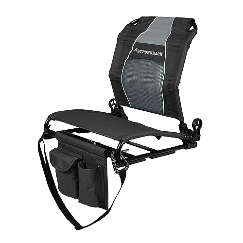 STRONGBACK Portable Stadium Seat for Bleachers with Adjustable Reclining and Back Support, Black/Grey