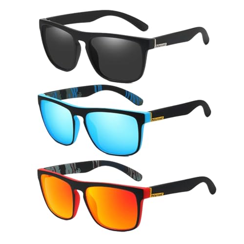 Lot de 3 Paires de Lunettes de Soleil Homme Polarisées Lunettes de Soleil Femme Polarisées Protection UV400 Monture Légère Style Vintage Rétro pour...
