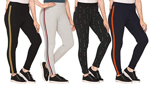 Image of SHAUN Women Free Size (Waist Size-26-34 inch) Stretchable Jegging (Length 37-39 inch Pack of 4)