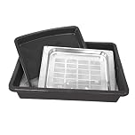 simpa Black Large Plastic Rectangular Deep BBQ, Grill Rack Soaking & Cleaning Tray - 13cm (H) x 64cm (L) x 49cm (W)