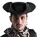 Srnede Pirate-Hat Women Tricorn Brown Pirate Men Leather Faux Leather Vintage Wrinkle Distressed Black