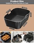 Lot de 2 Tapis en Silicone pour Friteuse à Air pour Ninja Foodi Dual DZ201, DZ401, DZ550, DZ302, Accessoires Réutilisables pour Friteuses à Air COSORI Chefman Instant 8-10QT