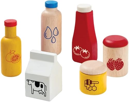 PlanToys 3432 - Juego de cocina de madera para alimentos y bebidas madera