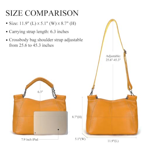 Image of Genuine Leather Women Handbags and Purses Designer Medium Tote Bag Fashion Shoulder Crossbody Satchel Hobo Bag
