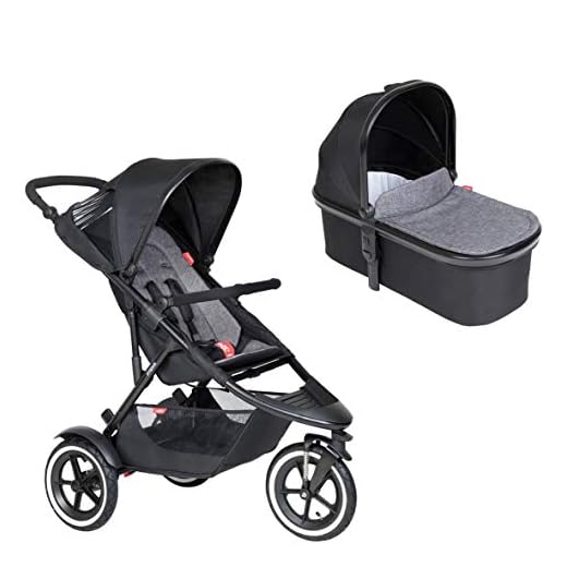Phil&teds Sport Buggy med sittinlägg charcoal + babyvagn (bagagerum) med lock i färgen charcoal