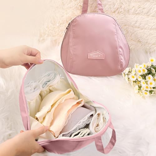 Bolsa de armazenamento de roupa íntima 3 em 1, acessórios de viagem, organizadores de embalagem dobrável para lingerie e roupas íntimas, rosa