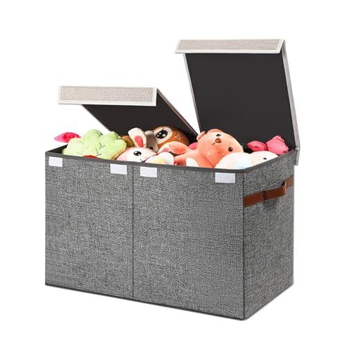 Baúl de almacenamiento plegable con tapa de 81L para organizar juguetes de niños y niñas 2