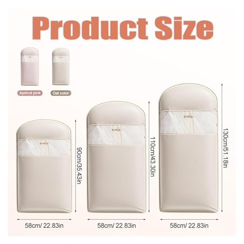 2025 New Space Saver Closet Organizers,Satin Space Saving Hanging Garment Bag with Self Compression Zipper, Down Coat Compression Dust Cover for Closet Storage(Pink,Medium)2