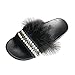 DAIFINEY Damen Hausschuhe behaart Bequem Pantoffeln Kuschelige Home Indoor Outdoor Slippers Freizeit rutschfeste(1-Schwarz/Black,35)