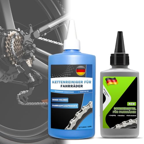 Kit de limpieza para bicicleta con 100 ml de aceite para cadena de bicicleta y 300 ml limpiador de cadenas de bicicleta, spray limpiador, limpia y cuida tu cadena de bicicleta para reducir el