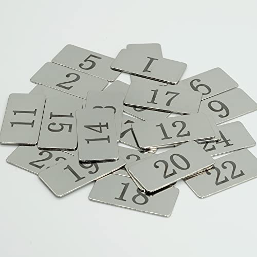Image of Rectangle Metal Numbered Tags Stainless Steel Number Tags Key Tags with No Holes (26-50)