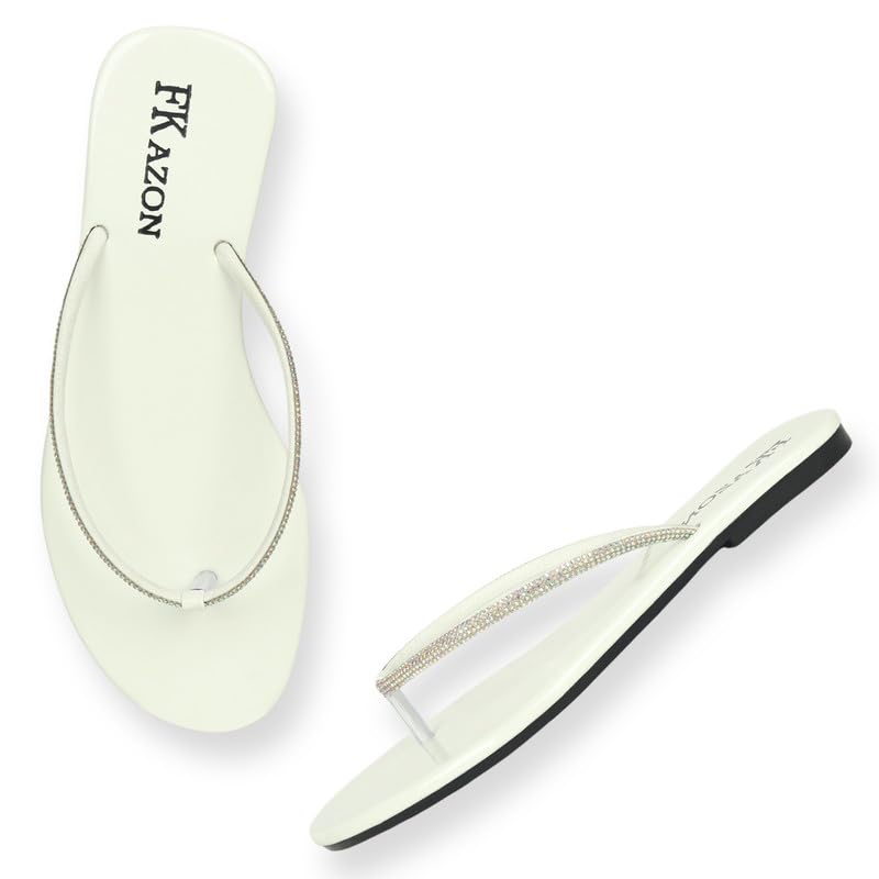Image of Women's Stylish Flat Sandals - Elegant Flip-Flops with Sparkling Strap|FK 804 BLACK