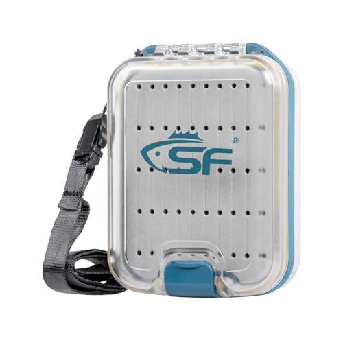 SF Plastic Waterproof Pocket Fly Fishing Box Double Side Clear Lid Streamer Foam with Lanyard Mini Fly Box Streamer Foam-Lanyard
