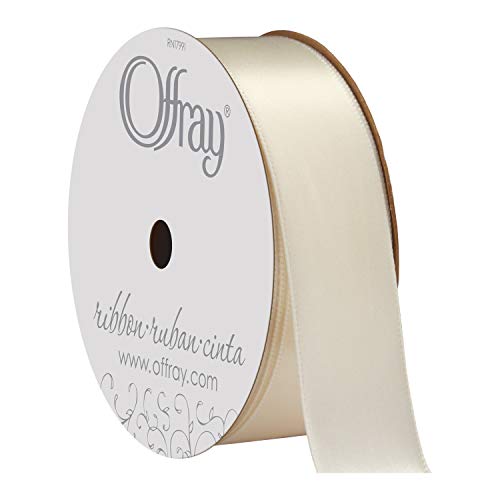 Berwick 061572 7/8" Wide Single Face Satin Ribbon, Antique White Ivory, 6 Yds