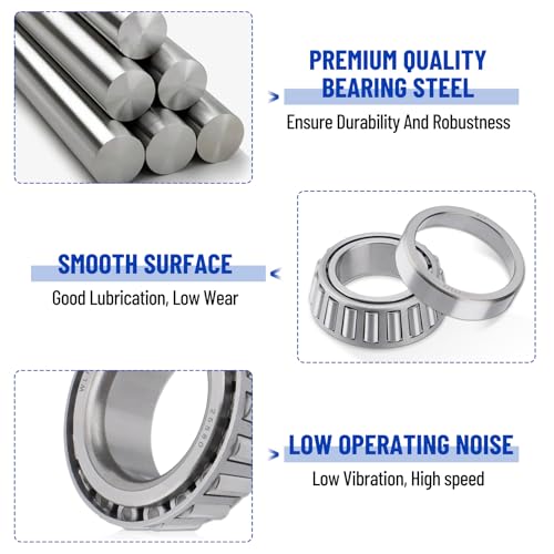 Image of 4 Sets 25580 14125A Boat Trailer Axles Bearing Kits | with Grease Seals,Spindle Nuts, 2.72 inch Dust Caps and Rubber Plugs, Cotter Pins for 5200-7000 lb.Tandem Axles #D42 Spindle