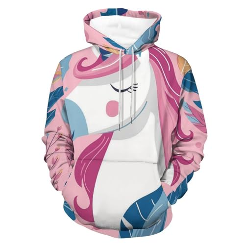 Sweat à capuche licorne cartoon pour homme et femme en taille S