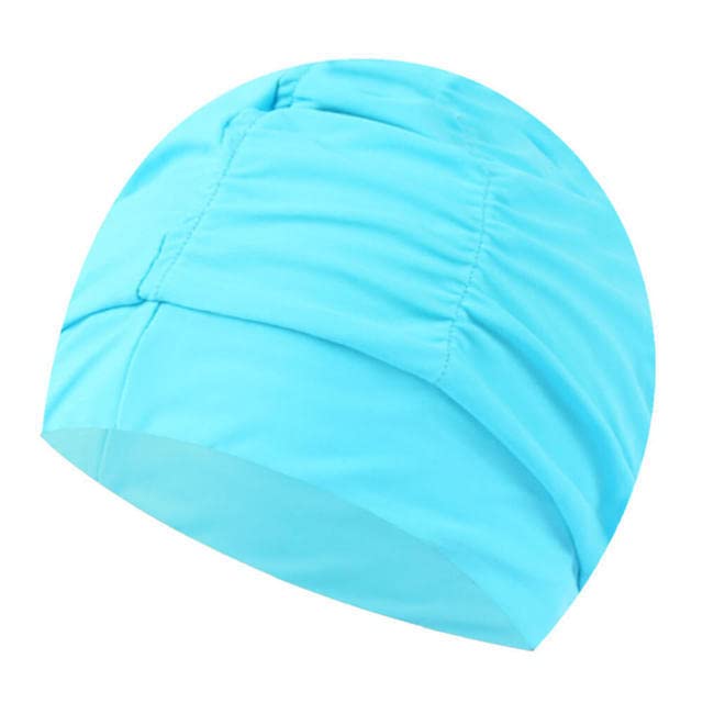 DJC BOUTIQUE Swimming Cap Chemo Hair Loss Beanie Hat Scarf Turban Cancer Swim Cover Headwear Headcover for Women (Plain Light Blue) โ image 1