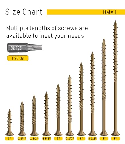 Image of 150pcs Deck Screws #8 x 1-1 /4 Inch Wood Screw Star /Trox Drive Structural Screw for Timber, Log, Landscaping Wood Etc.