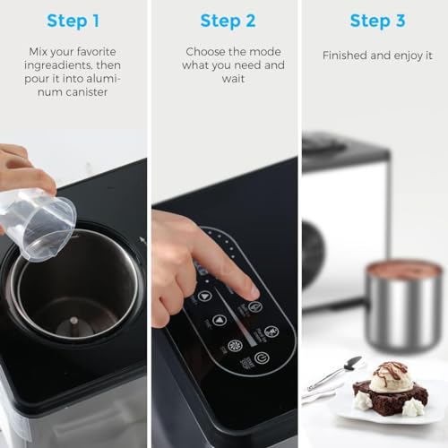 GHRERTX Eismaschine, automatische gewerbliche Haushalts-Edelstahl-Eismaschine mit 1,5-l-Fass und abnehmbarem Rührpaddel, LCD-Display, 3 Modi verfügbar – Bild 6