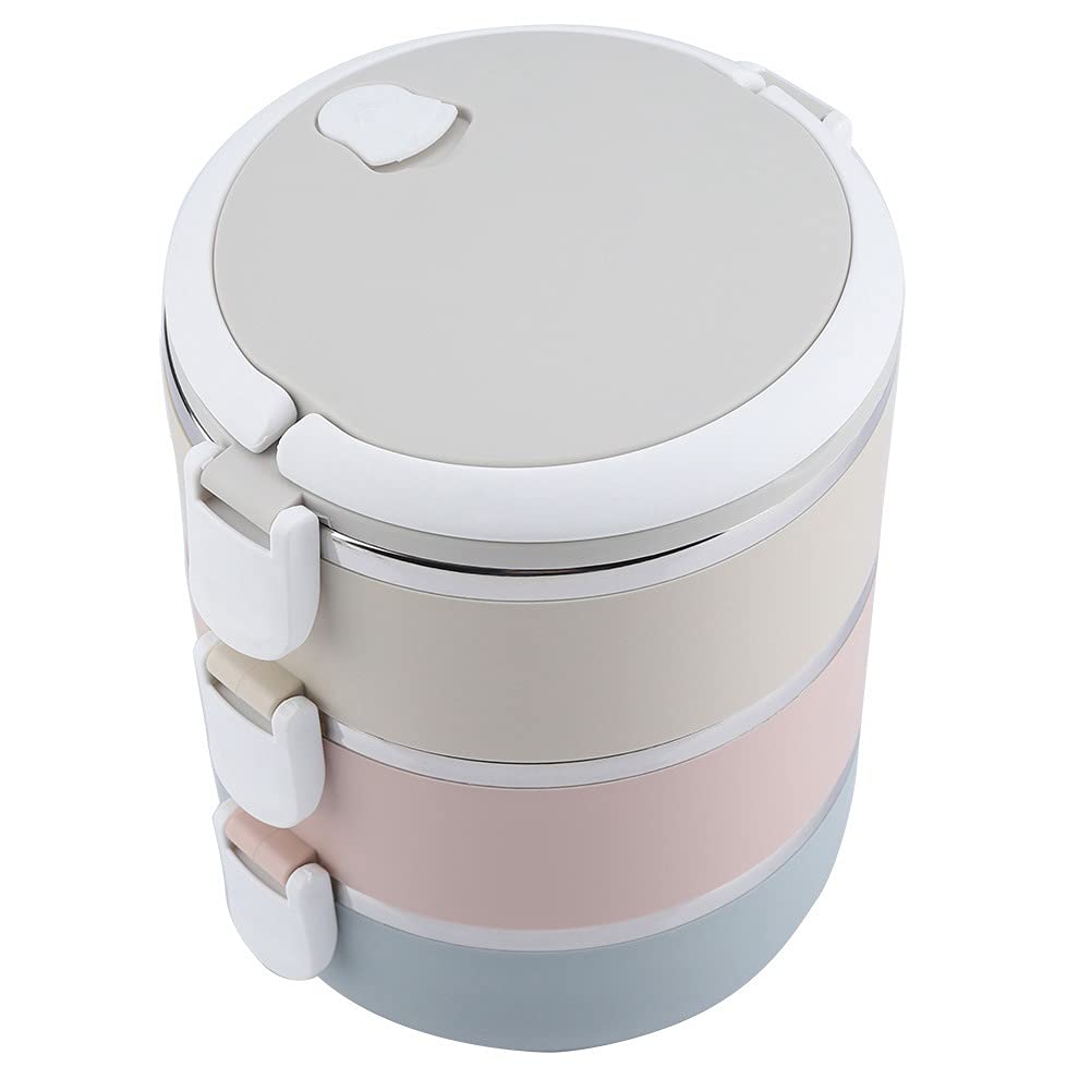 Bento Box in Acciaio Inossidabile a 3 Strati, Scatola per Il Pranzo Isolata di Grande capacità, può Essere Riscaldata E Sigillata, Adatta per Viaggi di Picnic in Famiglia