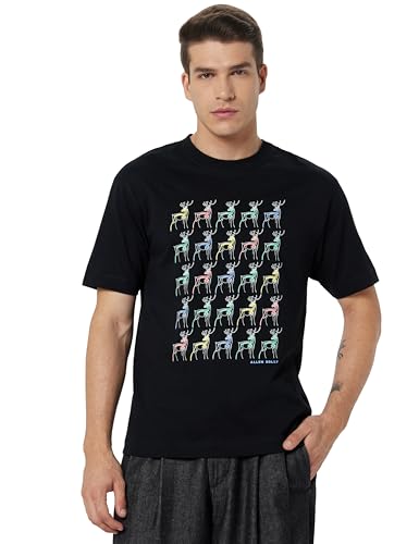 Image of Allen Solly Men's Cotton T-Shirt | Drop Shoulder | Chest Print | Regular Fit | Casual Streetwear Style