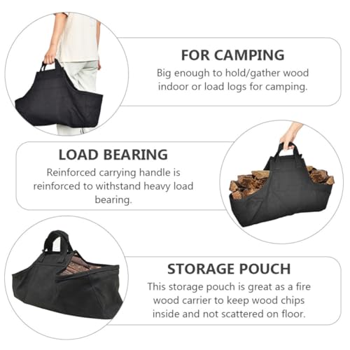 Panier à bûches en tissu Oxford noir de construction robuste et durable - 6