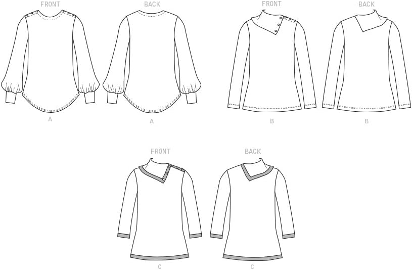 Miniatura 2 de Butterick Misses' Top - Kit de patrones de costura con código B6857, tallas XS-S-M-L-XL-XXL, multicolor