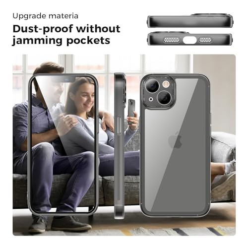 YATWIN Colored Clear Case for iPhone 13 with Matte Border, Built-in Camera Lens Protector, Non-Yellowing, Shockproof, Armour Phone Cover for Apple iPhone 13 5G - Black YATWIN Colored Clear Case for iPhone 13 with Matte Border, Built-in Camera Lens Protector, Non-Yellowing, Shockproof, Armour Phone Cover for Apple iPhone 13 5G - Black
