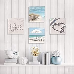 the stream design Bedroom Canvas Beach Wall Art: Bathroom Living Room Pictures Ocean Theme Painting Wall Decor 4 Panel Blue Coastal Prints Sea Scene Artwork Decorations for Home Office the stream design Bedroom Canvas Beach Wall Art Bathroom Living Room Pictures Ocean Theme Painting Wall Decor 4 Panel Blue Coastal Prints Sea Scene Artwork Decorations for Home Office