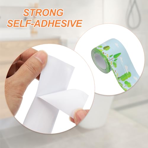 Image of PATIKIL Caulk Tape Waterproof Self Adhesive, PVC Toilet Caulking Sealant Strip Bathtub Caulk Sealing Strip Tape for Bathroom Kitchen Countertop, Forest (1.5 Inch x 5 Ft)