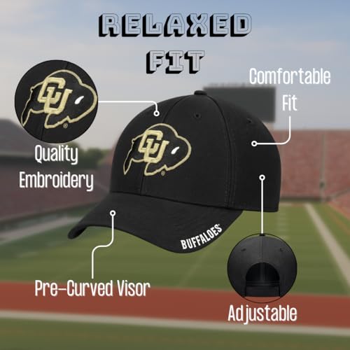 Gorra deportiva ajustable negra con logo de University Colorado miniatura 5