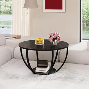 HOMERECOMMEND Round Coffee Table, Accent Center Table for Living Room, Black — photo 6 of 6