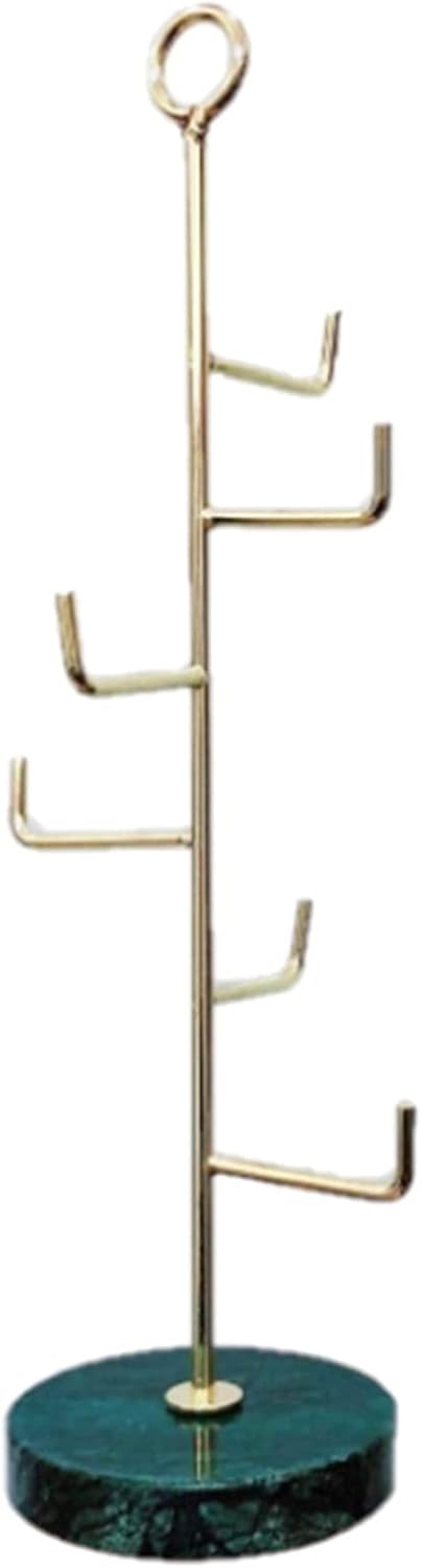 Jewellery Towers Jewellery Organiser Necklace Display Stand Earrings Holder with Marble Pattern Round Tray Jewellery Stand for Necklaces Bracelets Earrings Rings and Watches Jewellery Organisers