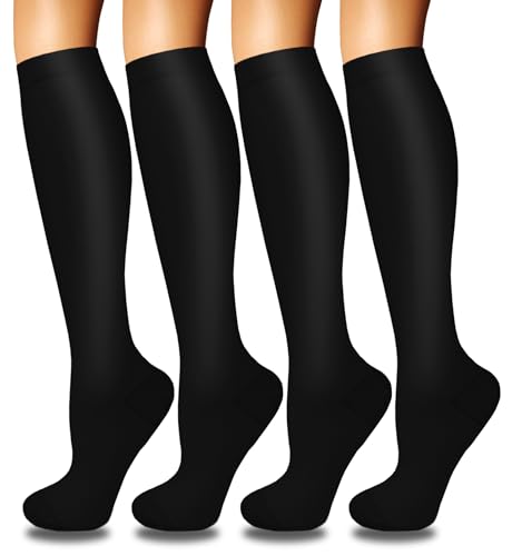 Image of Iseasoo 4 Pairs Compression Socks for Women Circulation-Best Support for Nurses,Running,Athletic,Travel