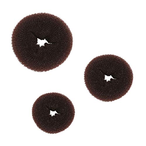 Beaute Galleria 3 Pieces Mini Kids Hair Donut Bun Maker Ring Style Mesh Chignon Ballet Sock Bun (Brown)
