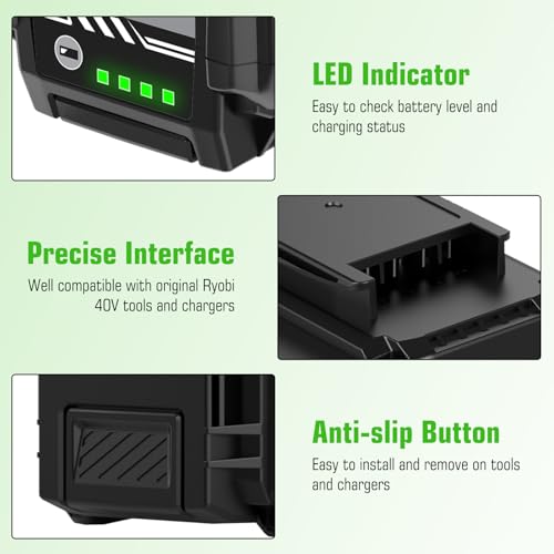 Image of 1Pack Upgraded 6000mAh High Capacity Replacement for Ryobi 40V Battery OP40601 OP40602 OP40261 OP4050 OP40404 OP4075A Compatible with Ryobi 40Volt Lithium ion Battery Power Tools